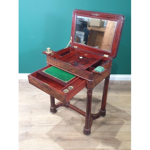 470 - A 19th Century mahogany Biedermeier Desk/Dressing Table, the hinged top with interior inset mirror, ... 