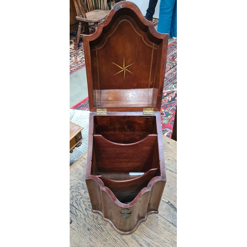 476 - A 19th Century mahogany Knife Box with crossbanding and shell inlay, interior removed