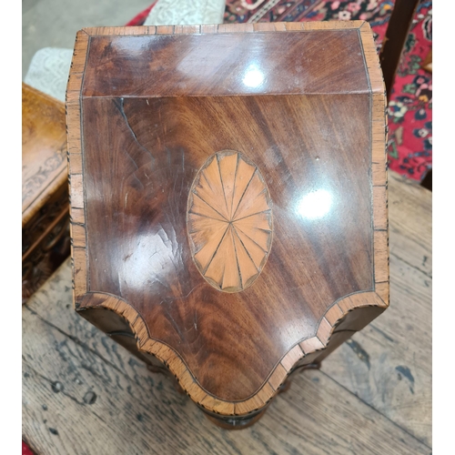 476 - A 19th Century mahogany Knife Box with crossbanding and shell inlay, interior removed