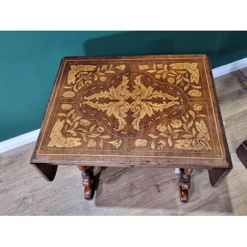 483 - A 19th Century marquetry Sofa Table, with floral and leafage scrolled designs and fitted single draw... 