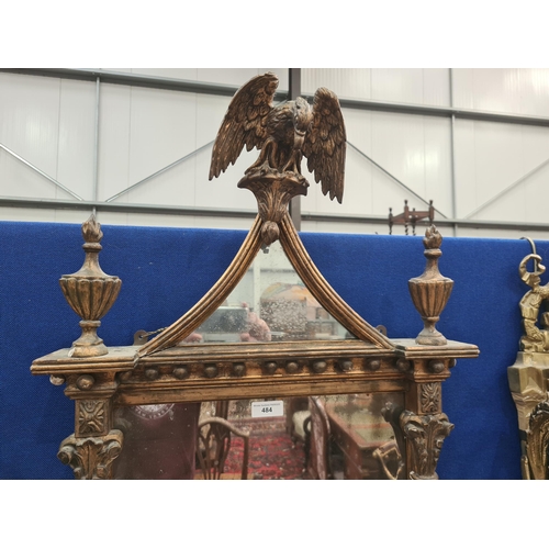 484 - An 18th Century gilt Wall Mirror, with Eagle mirrored surmount and the rectangular mirror plate flan... 