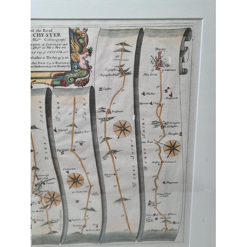 493 - JOHN OGILBY (b.1600). 'Linear Road Map 'The Continuation of the Road from York to West Chester', han... 