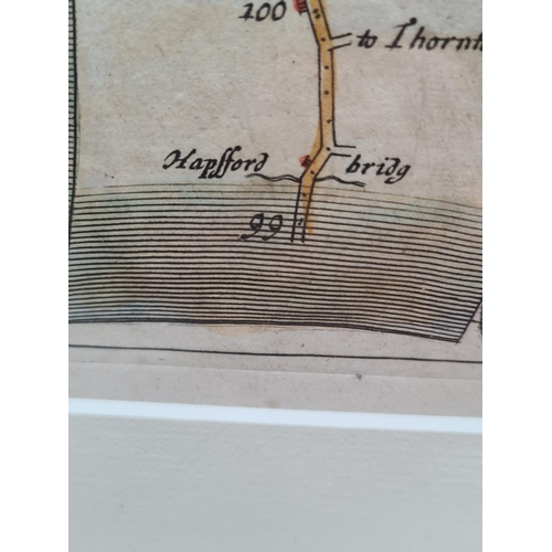 493 - JOHN OGILBY (b.1600). 'Linear Road Map 'The Continuation of the Road from York to West Chester', han... 