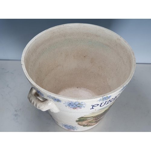 533 - A Pure Milk two handled Dairy Pail with Forget-Me-Not borders, and transfer printed Landscape decora... 