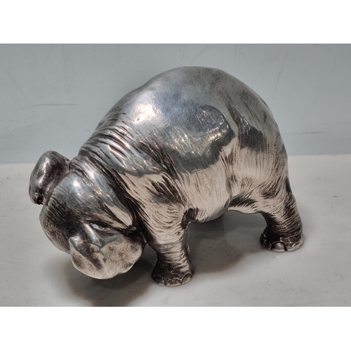 59 - A white metal Pen Holder in the form of an elephant, 4in