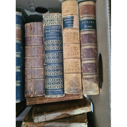 604 - BOX: Leather bound volumes various titles, Poetry etc, bindings  (Box)