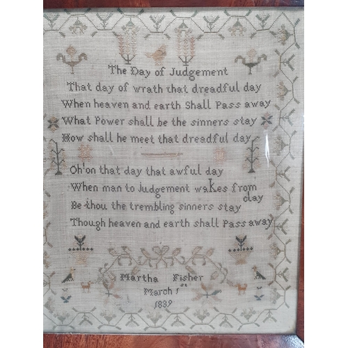 667 - A 19th Century Needlework Sampler 'The Day of Judgement, that day of wrath that dreadful day...' by ... 