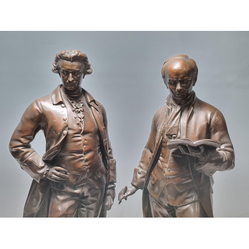 688 - John Henry Foley (1818-1874) A pair of Statues of Oliver Goldsmith and Edmund Burke electroplated in... 