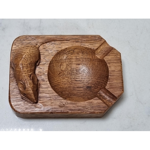 692 - A Robert 'Mouseman' Thompson Ashtray, bearing carved mouse signature, 4in x 3in x 1 1/2 H.