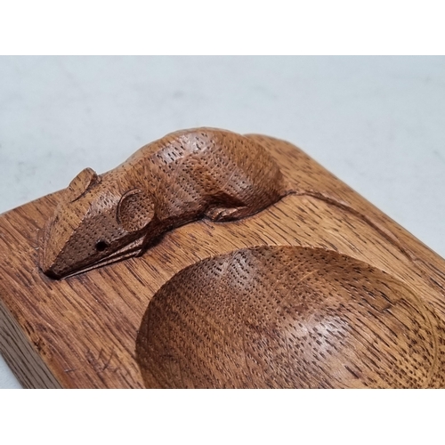 692 - A Robert 'Mouseman' Thompson Ashtray, bearing carved mouse signature, 4in x 3in x 1 1/2 H.