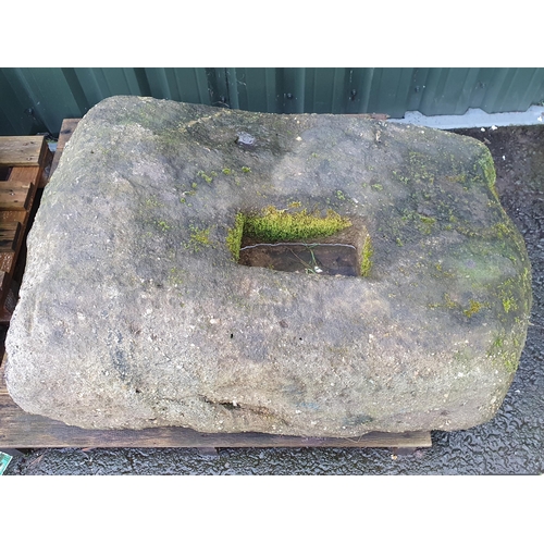 709 - A large rectangular Mill/Press Stone with rectangular hole to the top (hole doesn't go all the way t... 