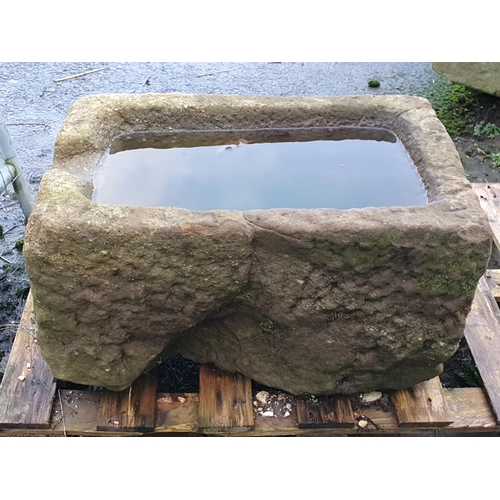 724 - A heavy carved shallow Stone Trough/Drinker, 17in H x 2ft 4in L x 17in Deep