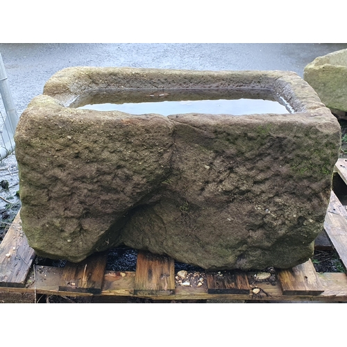 724 - A heavy carved shallow Stone Trough/Drinker, 17in H x 2ft 4in L x 17in Deep