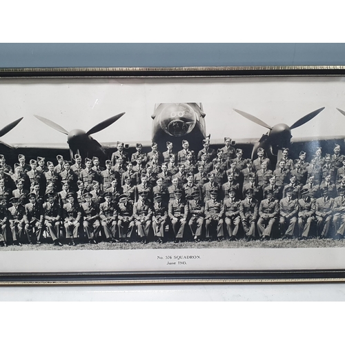 771 - A framed Photograph of No.576 Squadron R.A.F. in June 1945 in front of a Lancaster