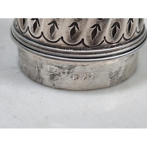 8 - A Victorian silver Sugar Caster with spiral fluting and finial, London 1894, 190gms