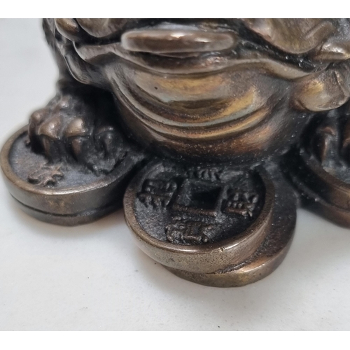 813 - A Chinese bronze Paperweight in the form of a three-legged Money Frog, 3in