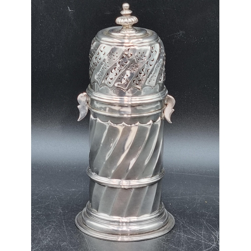 94 - A Victorian Britannia standard large silver Sugar Caster with spiral fluting and bayonet clasp, 1894... 