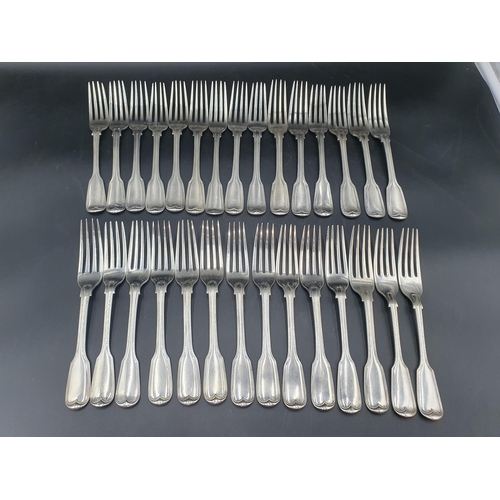 95 - A Quantity of Victorian silver Cutlery fiddle and thread pattern, engraved crests, London 1839,44/48... 