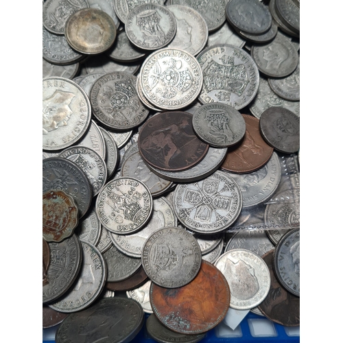 269 - A box of mainly British pre-decimal Coins, Farthings - Crown, including a quantity of Pre 47 Issues,... 