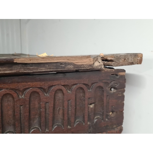 387 - A 17th century and later oak Four Poster Bed  with panelled headboard flanked by leafage carved pila... 