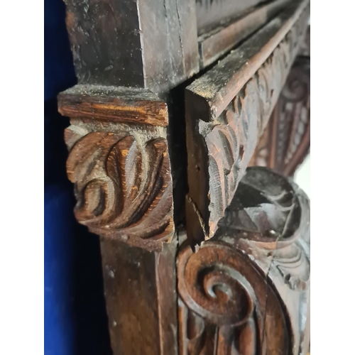 387 - A 17th century and later oak Four Poster Bed  with panelled headboard flanked by leafage carved pila... 