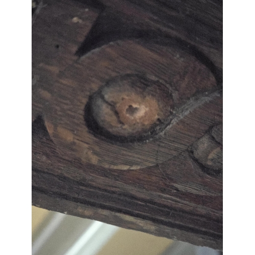 387 - A 17th century and later oak Four Poster Bed  with panelled headboard flanked by leafage carved pila... 