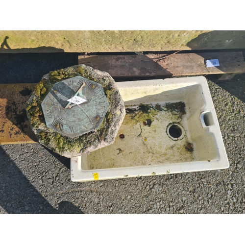 705 - A Sun Dial on plinth and a white Sink, A/F