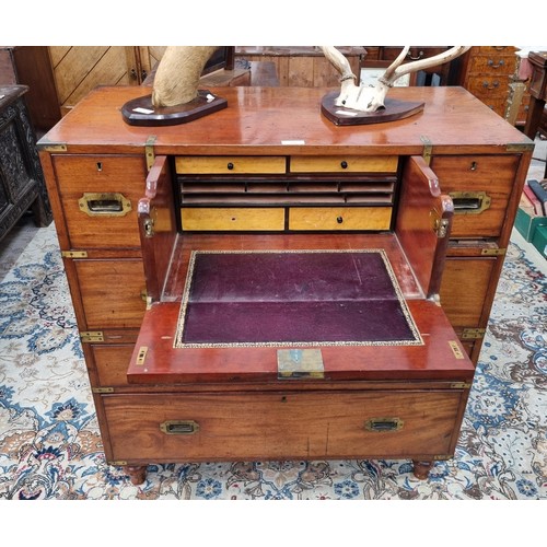 316 - A 19th Century mahogany Campaign Secretaire Chest by Hill & Millard, 2 Duncarron Street, Trafalgar S... 