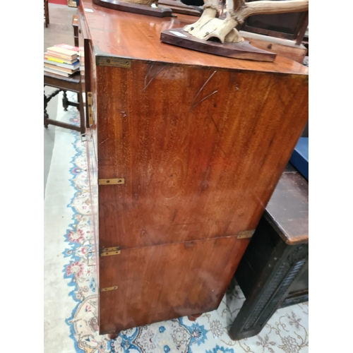 316 - A 19th Century mahogany Campaign Secretaire Chest by Hill & Millard, 2 Duncarron Street, Trafalgar S... 