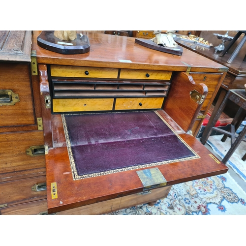 316 - A 19th Century mahogany Campaign Secretaire Chest by Hill & Millard, 2 Duncarron Street, Trafalgar S... 