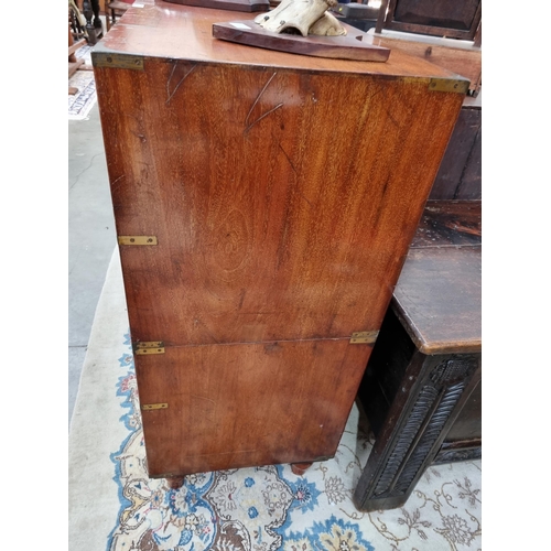 316 - A 19th Century mahogany Campaign Secretaire Chest by Hill & Millard, 2 Duncarron Street, Trafalgar S... 