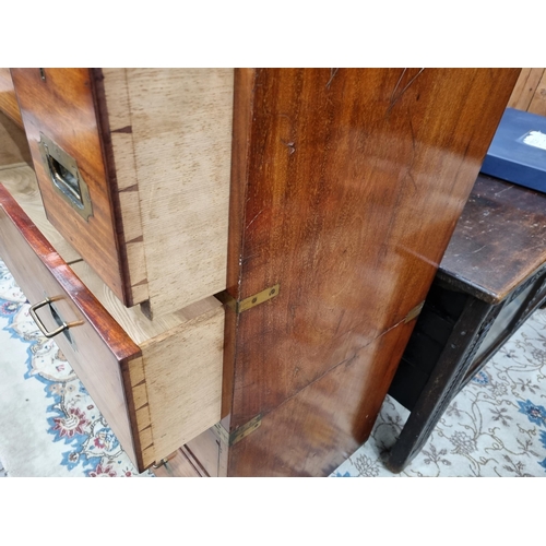 316 - A 19th Century mahogany Campaign Secretaire Chest by Hill & Millard, 2 Duncarron Street, Trafalgar S... 