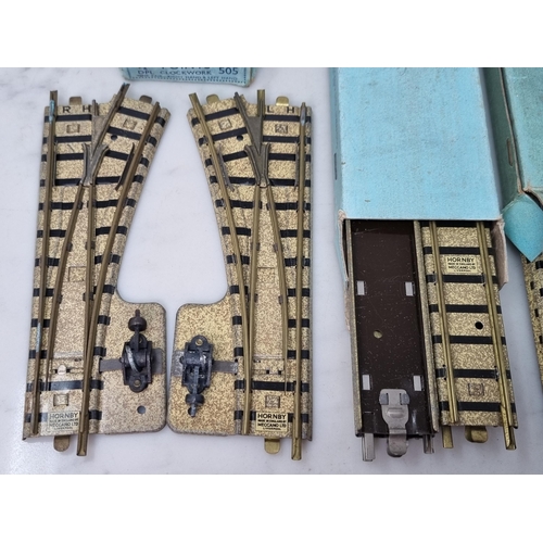 1001 - Four boxes of Hornby Dublo pre-war Clockwork Track including 1x box LH & RH Points (working order wi... 