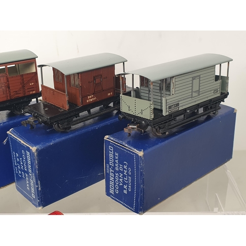 1062 - Ten boxed Hornby Dublo 3-rail BR Wagons in early dark blue boxes including Meat Van, Horse Box Royal... 