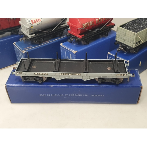 1062 - Ten boxed Hornby Dublo 3-rail BR Wagons in early dark blue boxes including Meat Van, Horse Box Royal... 