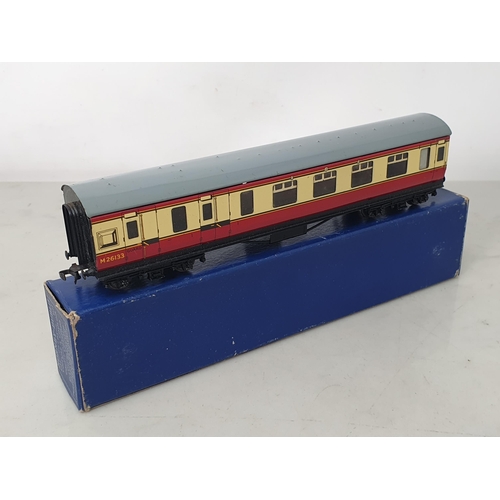 1101 - Two boxed Hornby Dublo D12 1/3rd Coaches and two boxed D12 Brake/3rd Coaches, all M, boxes all Ex pl... 