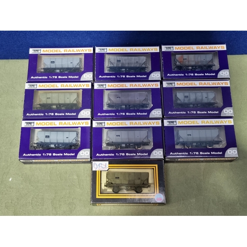 1237 - Ten boxed Dapol 00 gauge NE 21 Ton Hopper Wagons, Nr M, boxes Ex plus