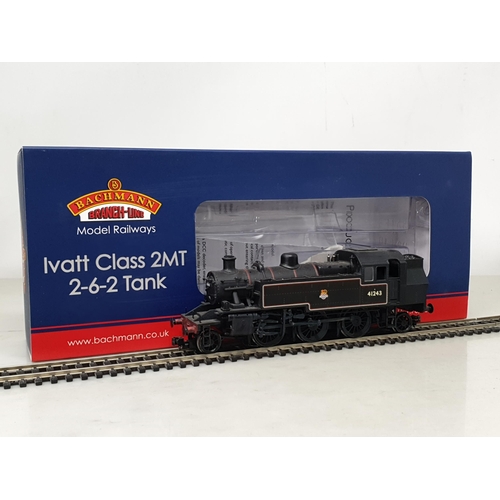 1266 - A boxed Bachmann 00 gauge Ivatt Class 2MT 2-6-2T Running No.41243 in BR lined black early crest live... 