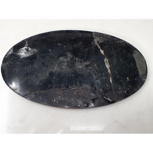 1290 - A cast iron oval Shed Plate and two replica oval Railway Plaques