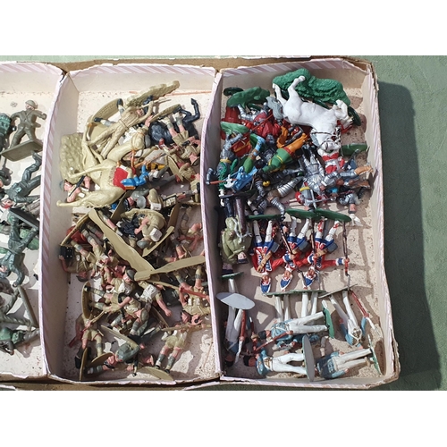 1519 - A tray of Britains, Lone Star and Crescent Toys plastic Soldiers including British Infantry, British... 