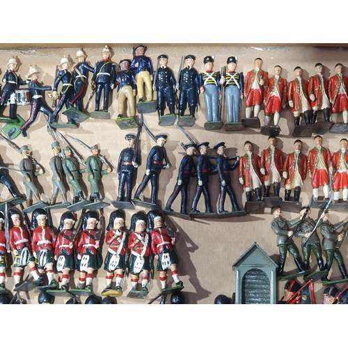 1523 - A tray of Britains diecast Soldiers including Indian Infantry, Scottish Pipers, Royal Marines, Arab ... 