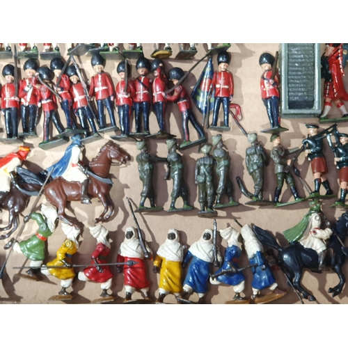 1523 - A tray of Britains diecast Soldiers including Indian Infantry, Scottish Pipers, Royal Marines, Arab ... 