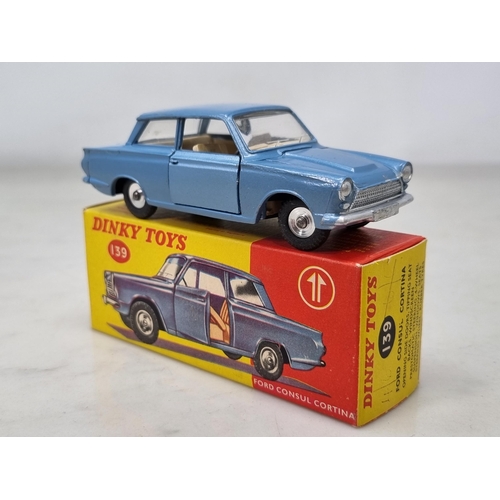 Lot 74 - DINKY; a boxed Ford Consul Cortina, metallic