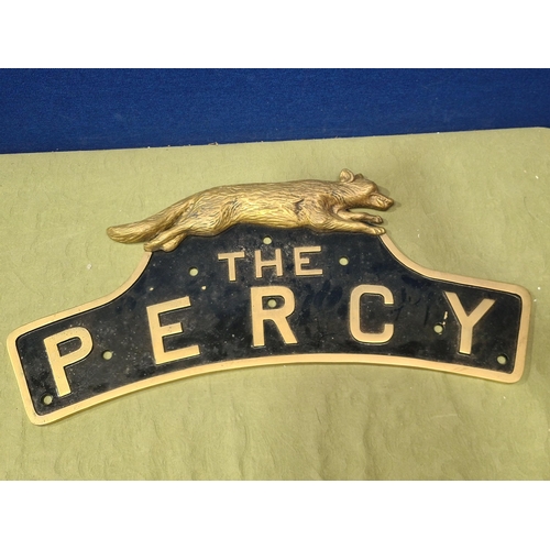 1295 - A well made brass replica Locomotive Nameplate 'The Percy', an LNER D49/2 Class 4-4-0 2ft 8in W x 1f... 