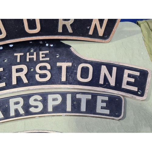 1296 - Three wooden replica Locomotive Nameplates, 'The Quorn', 'The Atherstone' (leaping fox loose) and 'W... 