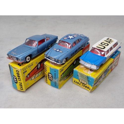 1547 - Three boxed Corgi Toys including No.238 pale blue Jaguar Mk.10, No.241 Ghia L.6.4 and No.443 Plymout... 