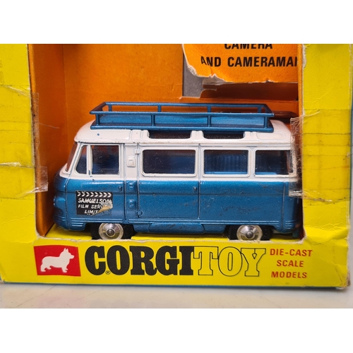 1558 - Five boxed Corgi Toys including No.341 Mini Marcos GT850 A/F, No.474 Musical Wall's Ice Cream Van, N... 