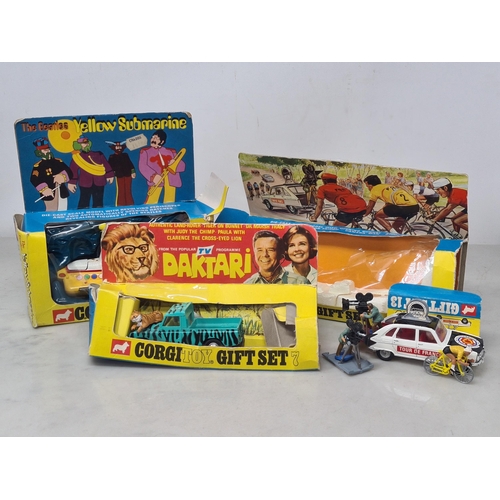 1561 - A boxed Corgi Toys No.803 The Beetles Yellow Submarine, a part Gift Set No.7 Daktari and a Gift Set ... 