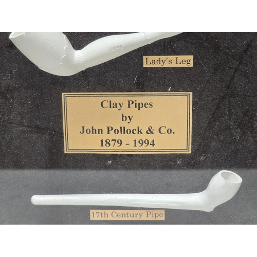 10 - A framed collection of Clay Pipes by John Pollock & Co. (R3)