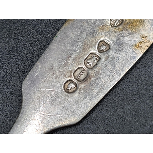 111 - Seven Victorian silver Teaspoons fiddle pattern, various dates and a Dessert Spoon, London 1815, 175... 